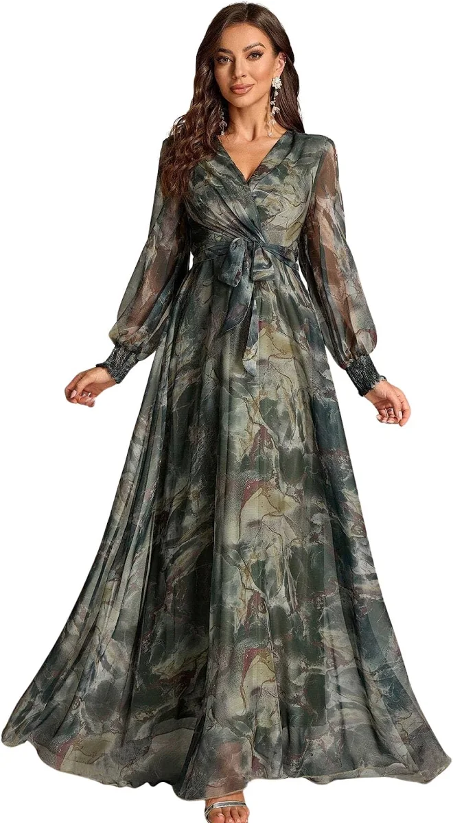 Women's Printed Wrap Maxi Gown